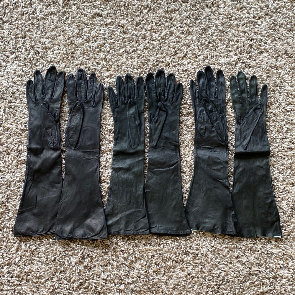 Black leather gloves